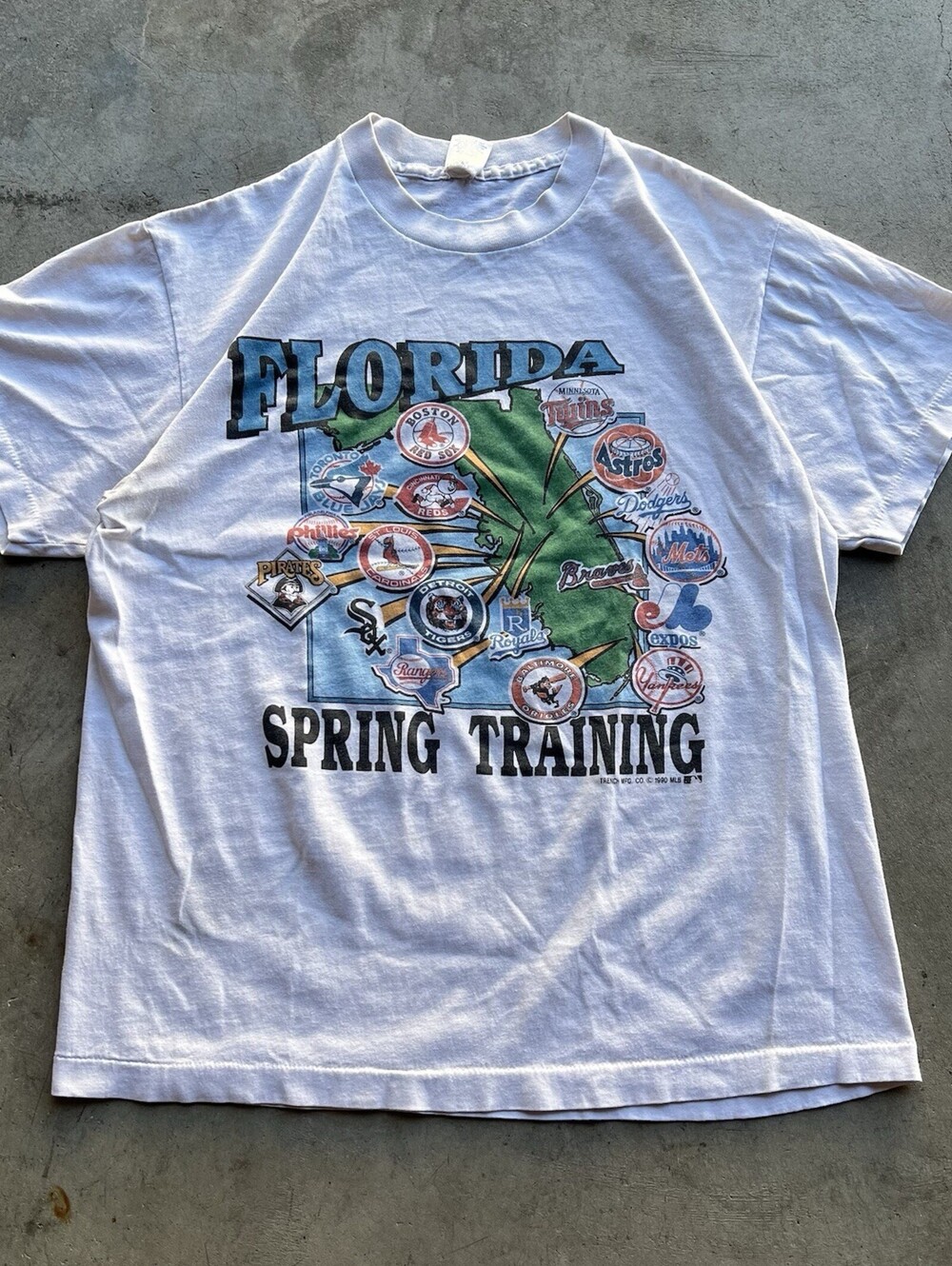 MLB VTG 80s 90s Graphic T-Shirt Single Stitch Spring Training Baseball Trench M